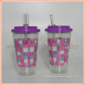 double wall plastic cups with lids and suction mouth